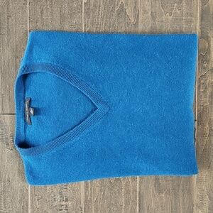 Cashmere Kenneth Roberts Ocean Blue Men's V-Neck Sweater Sz XL
